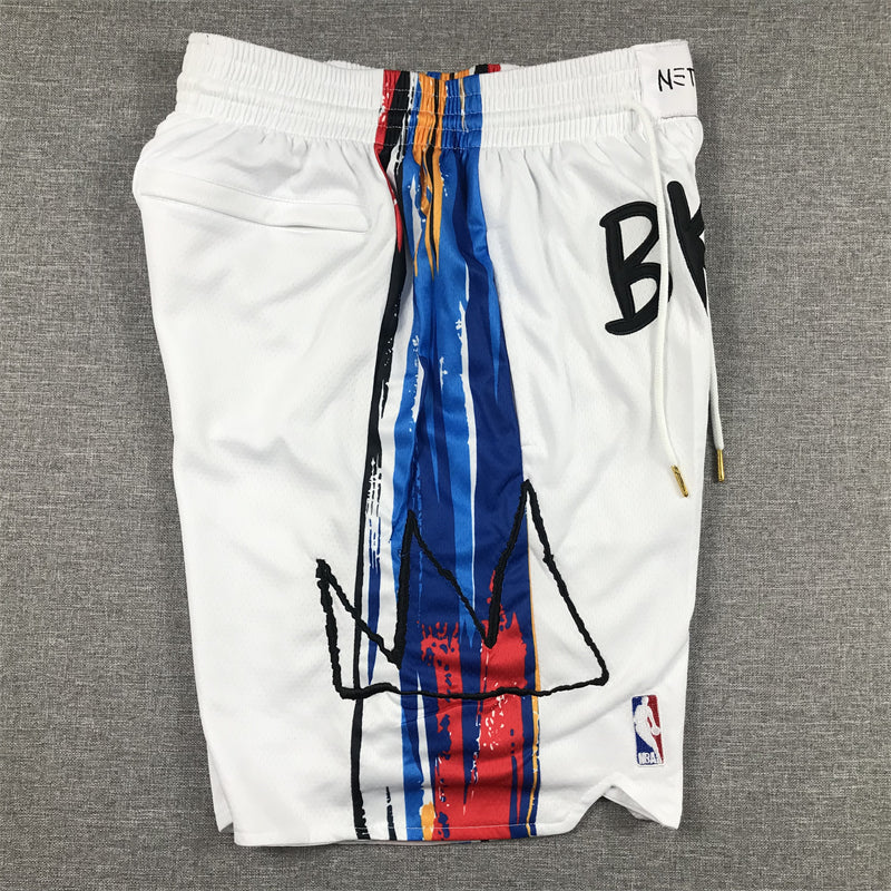 Brooklyn Nets Authentic Just ☆ Don Pearl White NBA Shorts [City Edition]