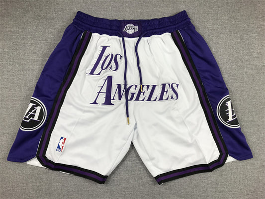 LA Lakers Authentic Just ☆ Don Pearl White, Purple NBA Shorts [City Edition]