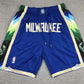 Milwuakee Bucks Authentic Just ☆ Don Royal Blue, Green, Cream & White NBA Shorts [City Edition]