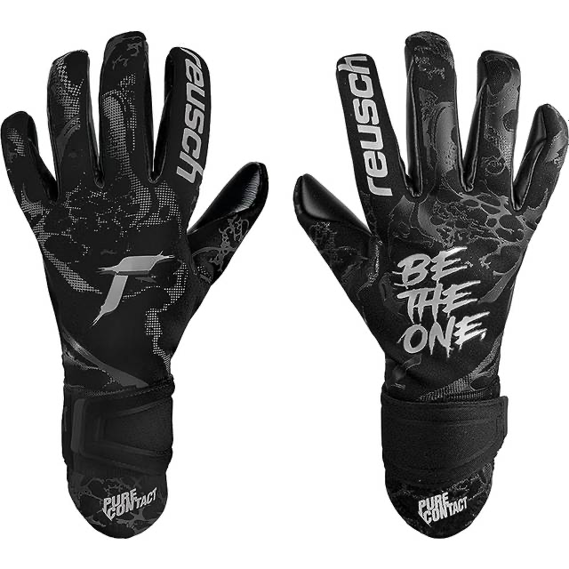 Reusch Triple Black, Grey Leather Breathable High Performance Pro-Level GK Gloves (Mid-Arm)