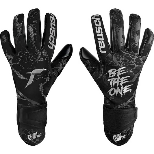 Reusch Triple Black, Grey Leather Breathable High Performance Pro-Level GK Gloves (Mid-Arm)