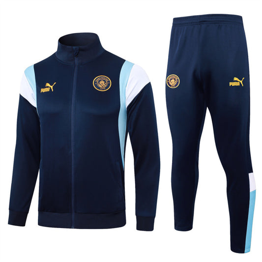 Manchester City Navy Blue, Underarm Streaks Full Zipper Tracksuit (DRI-FIT ADV)