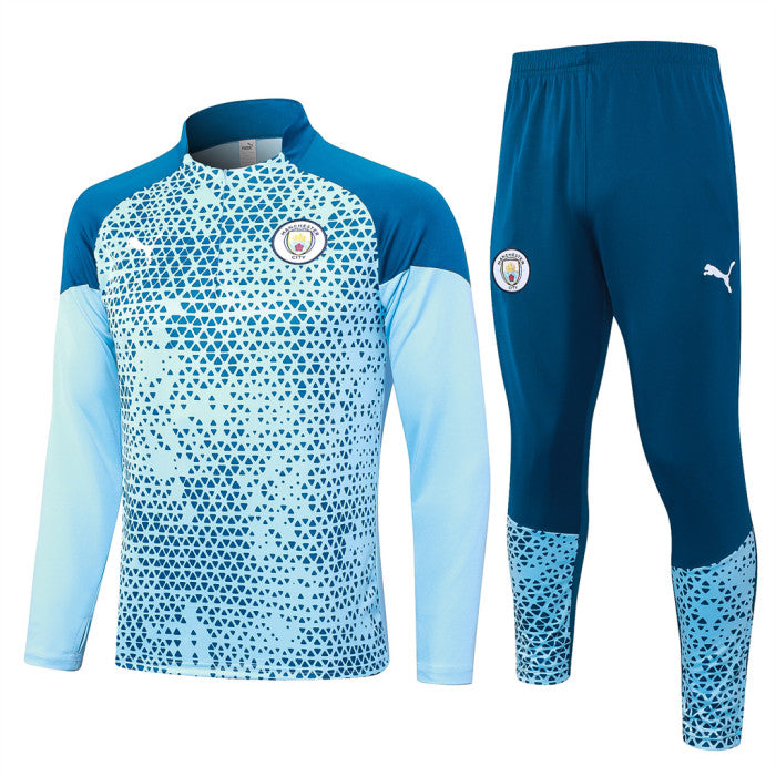 Manchester City Blue Abstract, Crewneck Full-Set Tracksuit (DRI-FIT ADV)