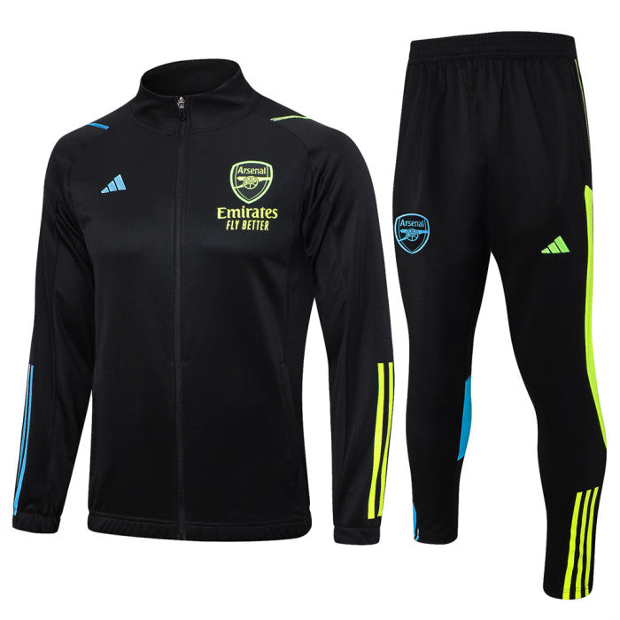 Arsenal FC Black w/ Neon Stripes - Full Zipper Tracksuit (DRI-FIT ADV)