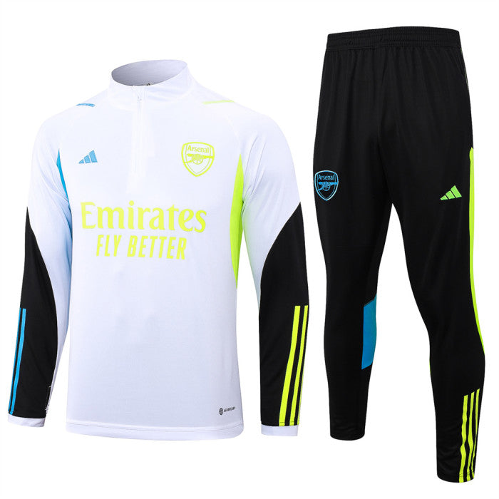 Arsenal FC White Neon Stripes - Quarter Zipper Tracksuit (DRI-FIT ADV)