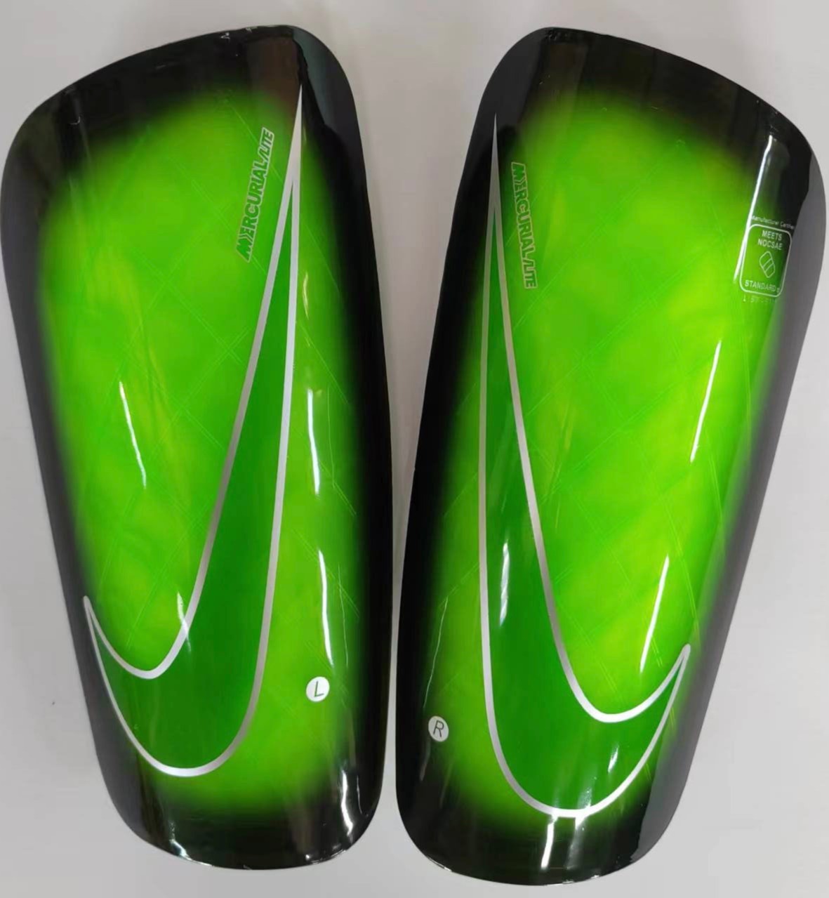 Lawn Green, Black Border - Nike Mercurial Ceramic (Pro-Level) Foam Interior Shin Guards