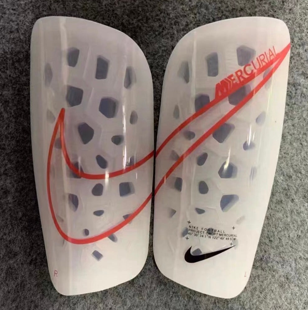 White, Red Accent Smart-lock Nike Mercurial (Pro-Level) Foam Interior Shin Guards