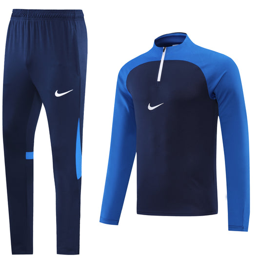 Sea Blue Sleeves/Navy Plain Unisex Full-Set Tracksuit (DRI-FIT ADV)