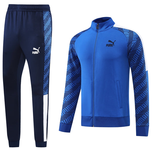 Sea Blue [Solid] Navy Logo Branded Sleeves w/ Navy Blue Pants Unisex Full-Set Tracksuit (DRI-FIT ADV)