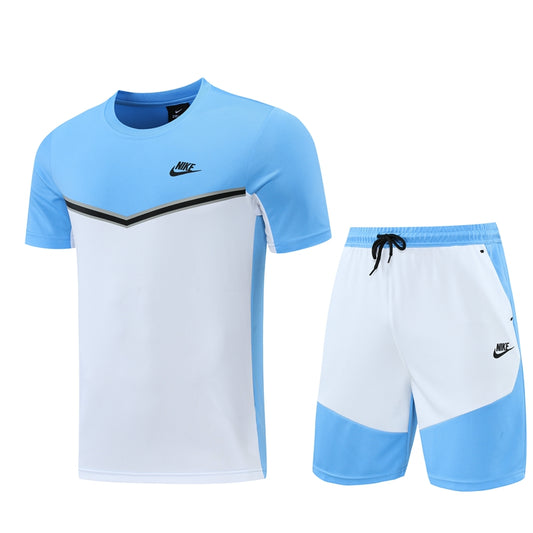 Blue & White Polo Shirt + Shorts Full-Set Training Suit (DRI-FIT ADV)