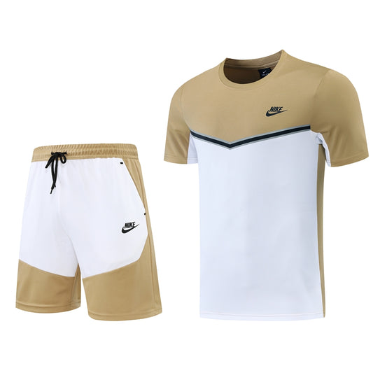 Tan & White Polo Shirt + Shorts Full-Set Training Suit (DRI-FIT ADV)