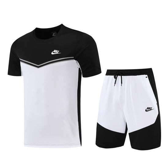 Black & White Polo Shirt + Shorts Full-Set Training Suit (DRI-FIT ADV)