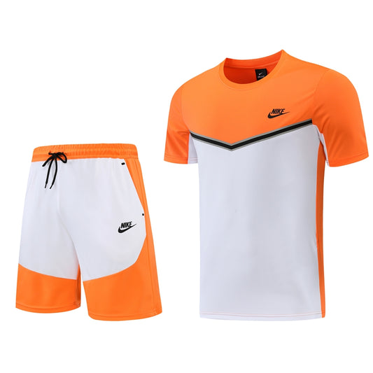 Orange & White Polo Shirt + Shorts Full-Set Training Suit (DRI-FIT ADV)