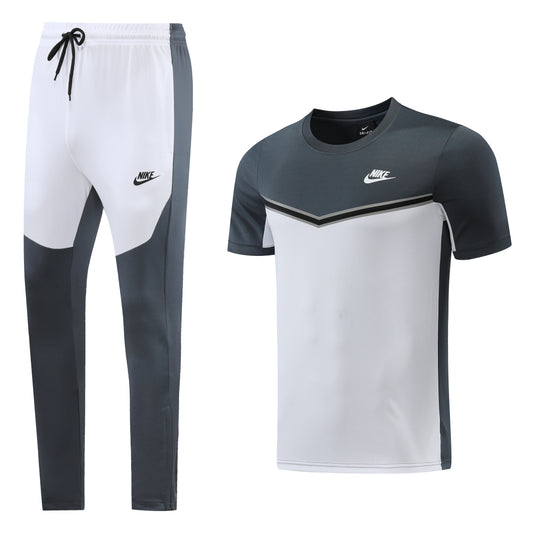 Metallic Grey & White Polo Shirt + Pants Full-Set Training Suit (DRI-FIT ADV)