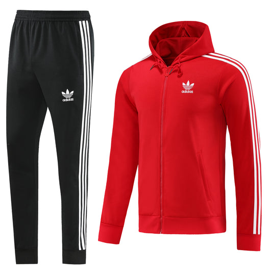 Red Windbreaker w/ White Stripes, Black Pants Full-Set Tracksuit (DRI-FIT ADV)