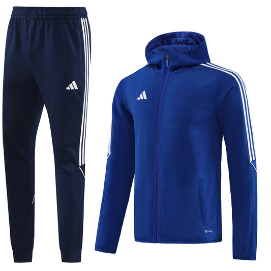 Blue Windbreaker w/ White Stripes, Navy Blue Pants Full-Set Tracksuit (DRI-FIT ADV)