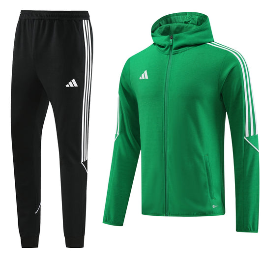 Field Green Windbreaker w/ White Stripes, Black Pants Full-Set Tracksuit (DRI-FIT ADV)