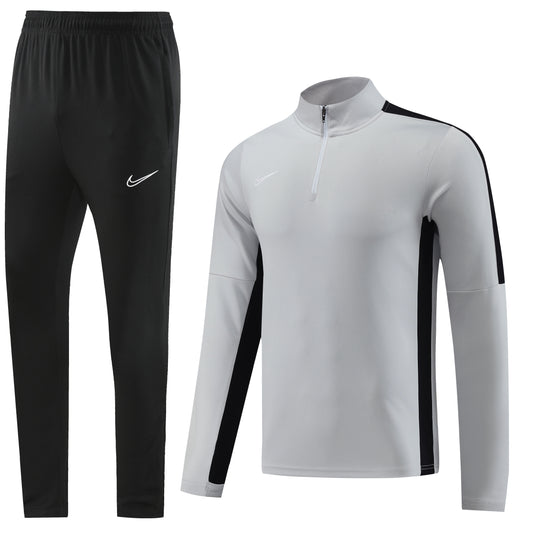 Space Gray Jacket [Solid, Half-Zip] w/ Black Seams, Black Pants Unisex Full-Set Tracksuit (DRI-FIT ADV)