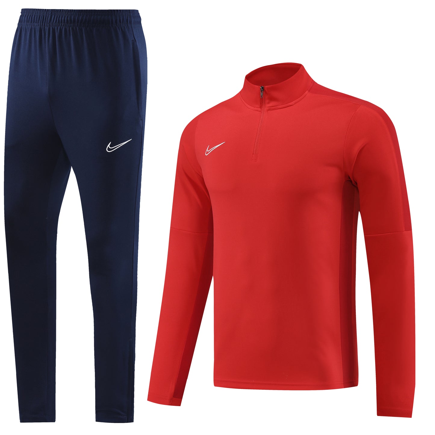 Red Jacket [Solid, Half-Zip] w/ Navy Blue Pants Unisex Full-Set Tracksuit (DRI-FIT ADV)