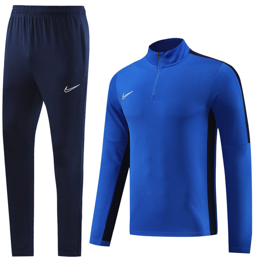 Sea Blue Jacket [Solid, Half-Zip] w/ Navy Seams, Navy Blue Pants Unisex Full-Set Tracksuit (DRI-FIT ADV)