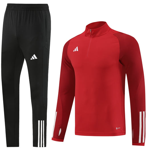 Red Top/Black Pants Plain Unisex Full-Set Tracksuit (DRI-FIT ADV)