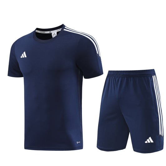 Navy Blue [Solid] w/ White Stripes Full-Set Shirt + Shorts Training Suit (DRI-FIT ADV)