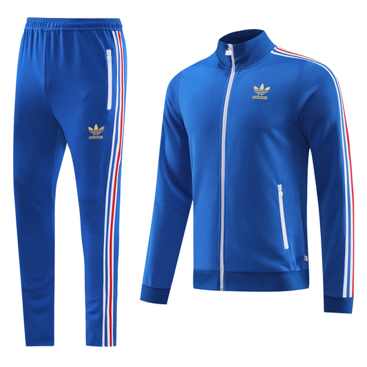 Presidential Blue [Solid] w/ Red, White & Blue Stripes Unisex Full-Set Tracksuit (DRI-FIT ADV)