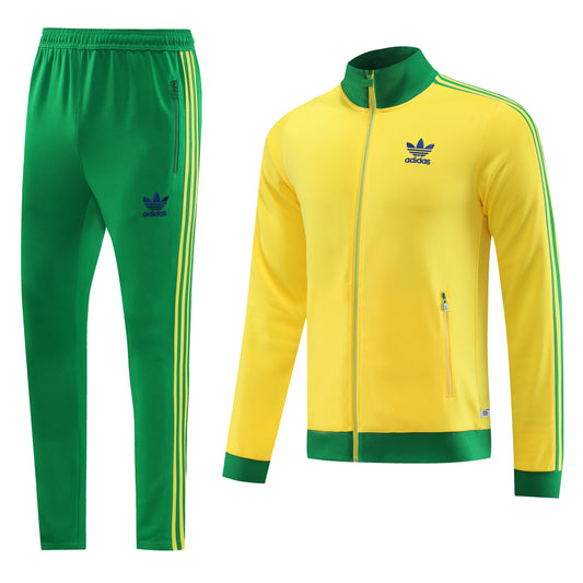 Canary Yellow [Solid] w/ Green Stripes, Inverted Green Pants Unisex Full-Set Tracksuit (DRI-FIT ADV)