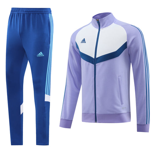 Space Gray [Solid] White Double Breast w/ Sea Blue Pants Unisex Full-Set Tracksuit (DRI-FIT ADV)