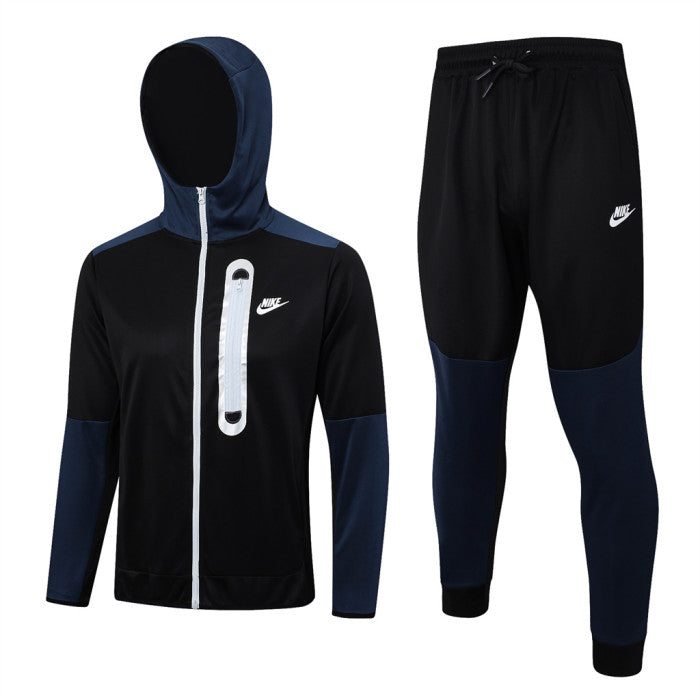 Stealth Black x Navy Blue Shoulders Unisex Full-Set Tracksuit (DRI-FIT ADV)